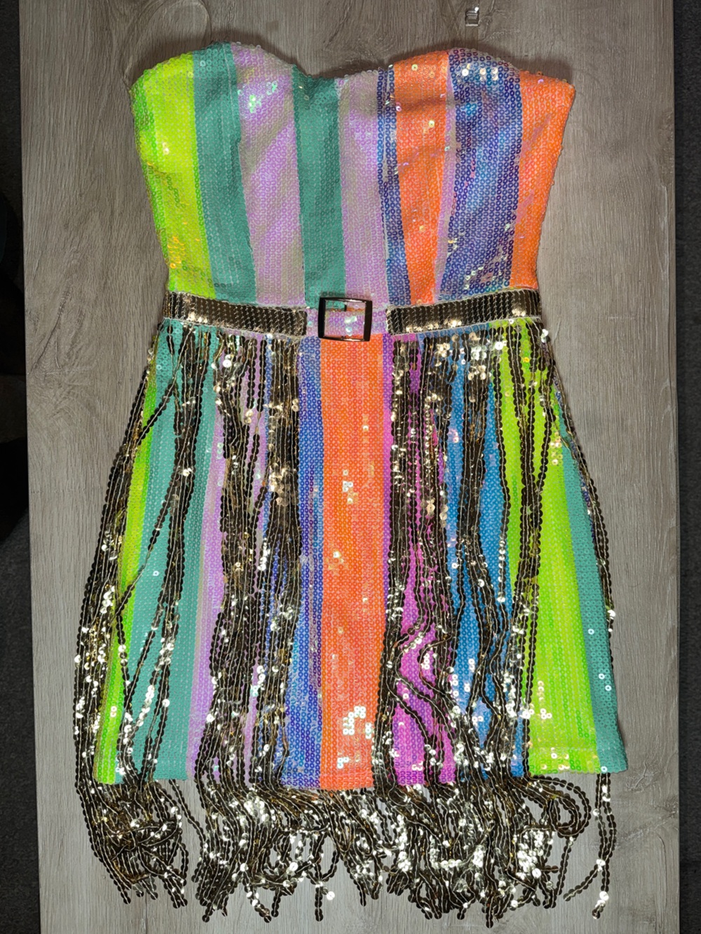 Multicolor Sequin Mini Dress with Bandana
